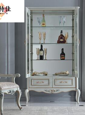 宫门法式廷17625家具欧式双实木雕花1米酒柜美客厅玻式璃储物柜落地柜