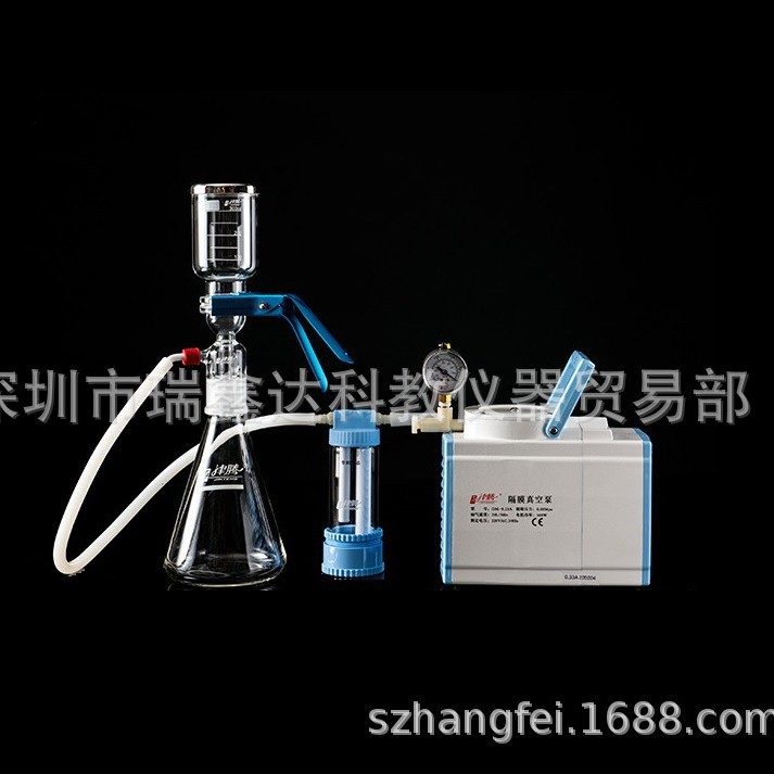津腾隔膜真空泵抽滤装置GM-0.33A连接溶剂过滤器1L防倒吸过滤装置