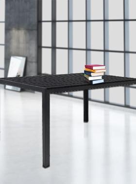 长户外休闲桌厂家直供黑色方木桌塑铝JWH管质书材桌办公桌餐桌绘