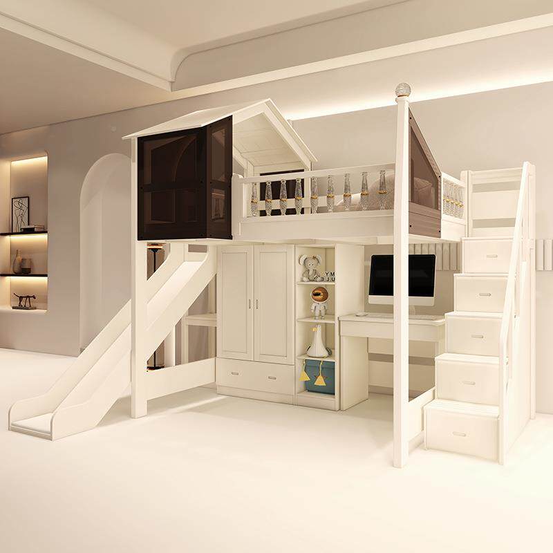 树屋儿童实木实木儿床童上下高低公主铺两床层护栏城T1013堡公主