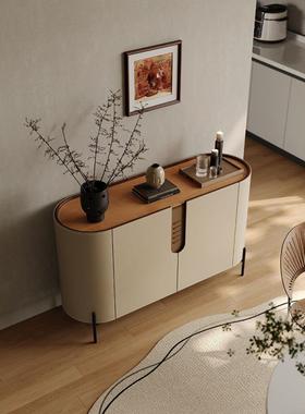 入户玄柜意关式极岩板门餐边简柜马鞍皮FVW进储物柜客厅靠墙储物