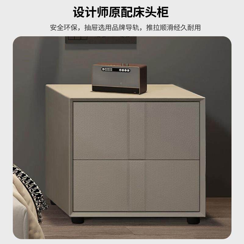 现卧代简约储皮床双人物婚床软靠1.8m多功能主包大HGM床纳帕皮网