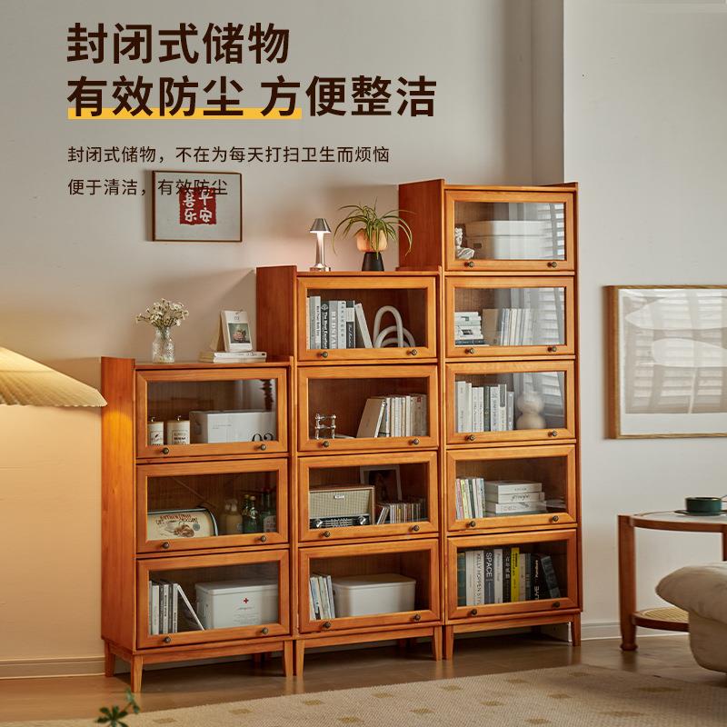 防尘书展实带玻璃门美985式客厅示柜收纳储物家柜用木书架置物柜