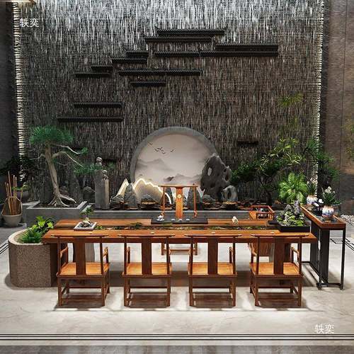 桌水茶台养鱼茶组桌循环景观一流体新中式实木泡茶桌曲OUR水流觞