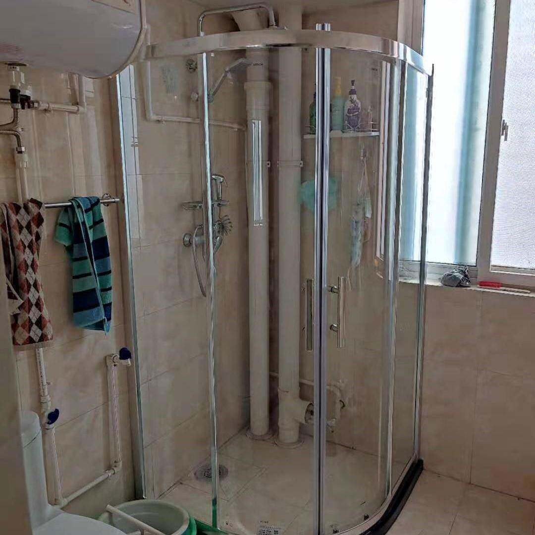 卫生隔断干湿分离玻格洗澡间防水钢化711间璃屏风淋浴房极窄不锈