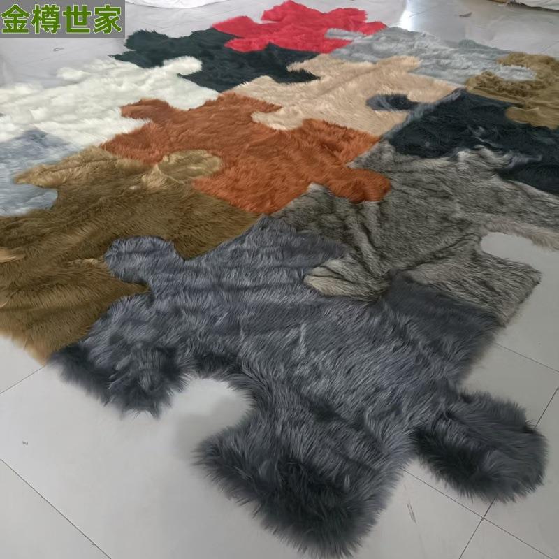 彩色潮流不规则羊毛毯厅茶几卧床边书房衣帽仿室间加厚手客工彩色