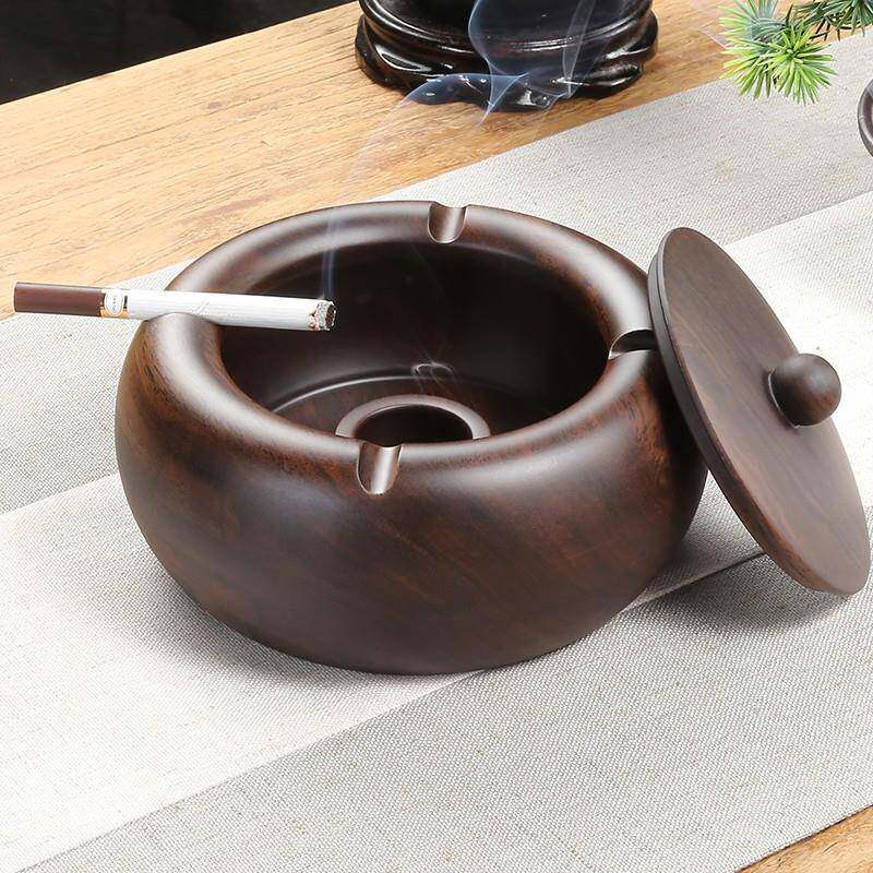 复古黑檀实中式带木烟灰缸质创意盖个性潮流大木号家用客85厅防飞