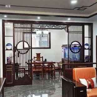 中式花格洞门烤漆博古架客厅背景隔断屏风圆拱门仿古玄关月亮门