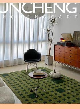 现代轻子奢欧美复绿色Fh(h(#gx格客茶厅几沙发古地毯卧室书房衣帽