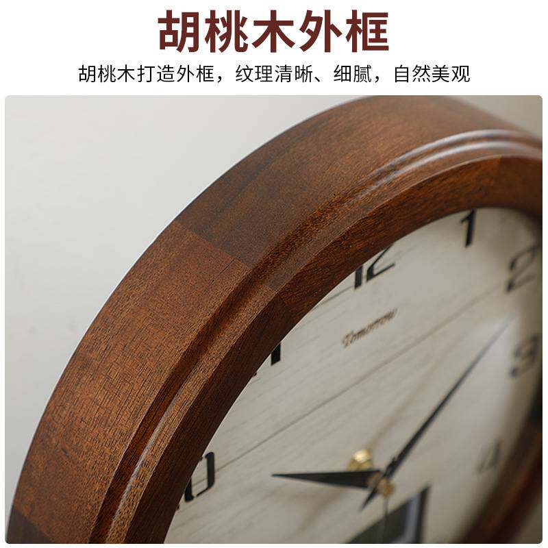台钟客厅桌台面时钟装饰钟表电视柜台木质坐钟复古静音座钟HD394