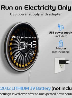 动机扇叶简约客挂钟电子厅DZA-0032多功能家用时钟带温发音度湿度