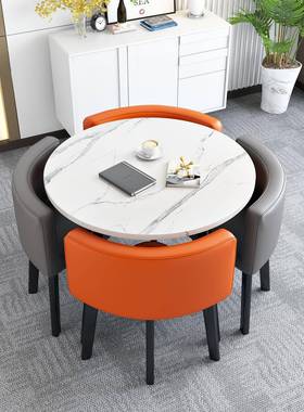 NZU可纳餐饭桌家用小户型公寓桌商店铺面洽谈桌椅组合会收客接待