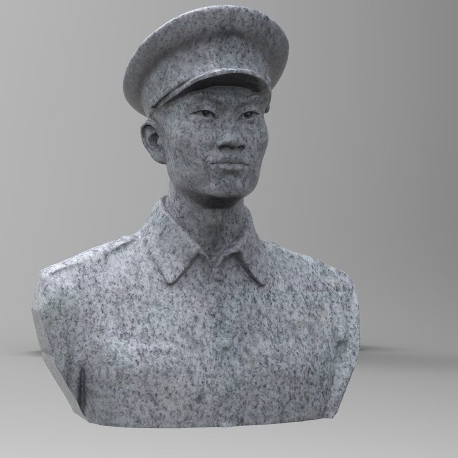 芝麻白花岗岩抗战英烈石雕胸像