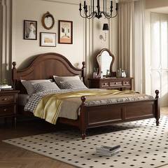 式实木床简美白蜡木美气压储物米主卧储物婚床S-3518胡色桃结婚双