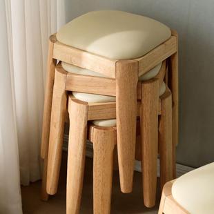 可叠放客实约木凳子家用厅餐桌备用椅奢子轻软479包方凳现代简化