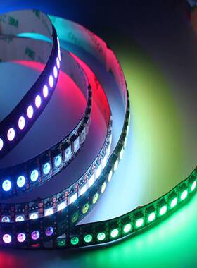 厂家直销高亮低压12v幻彩灯带WS2815一米144灯白色裸板单点单控