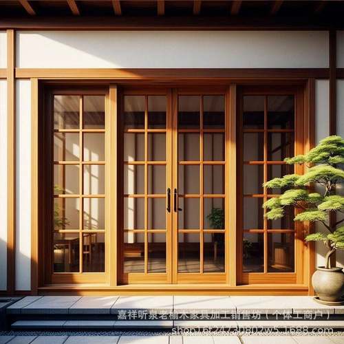 木实推拉窗框老榆木室实木窗框原木做旧内玻璃窗框木质窗户折叠窗