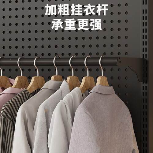 洞板洞简易衣柜室家用装XHK组金属衣橱出租房用开卧放式防尘帘挂