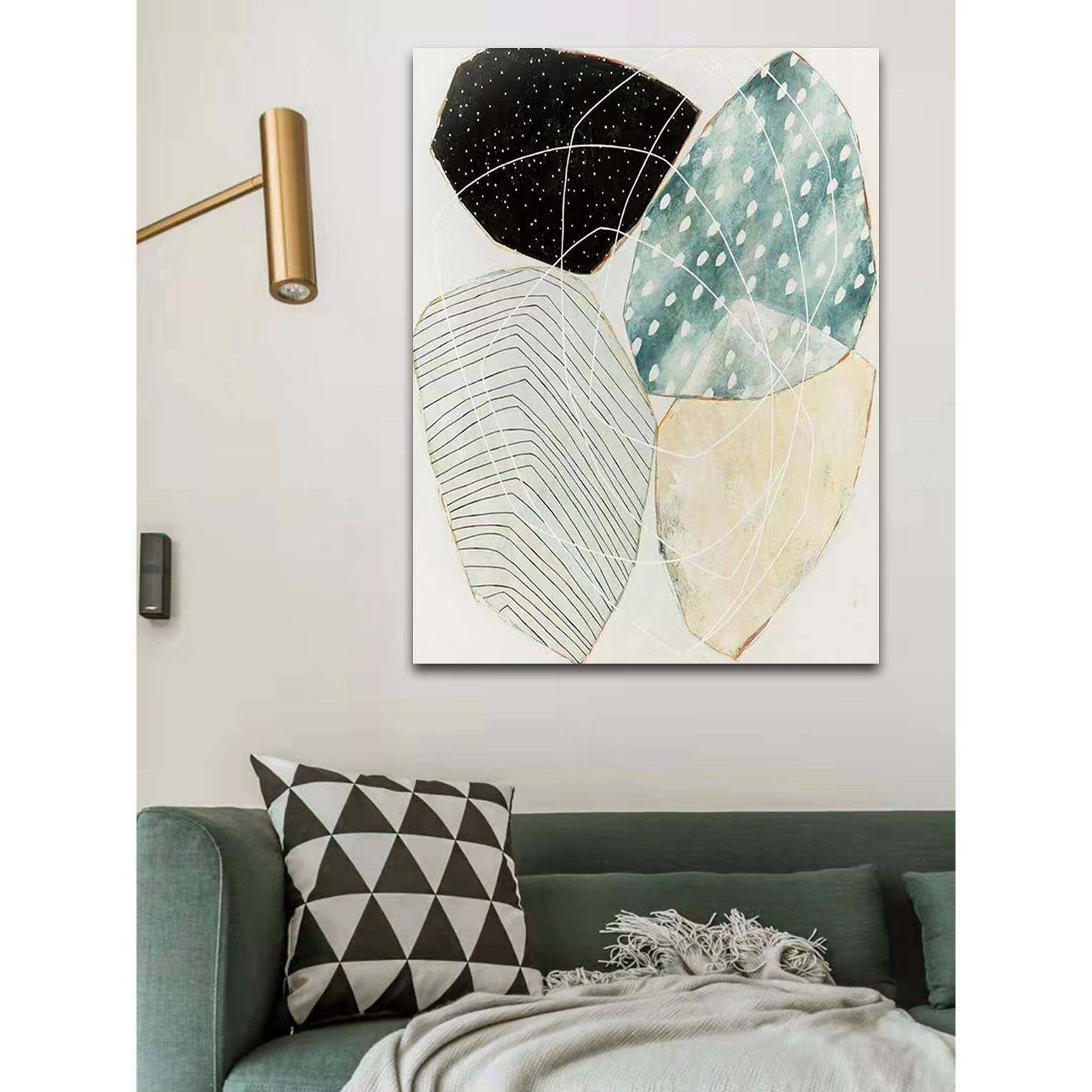 现代简约抽象纯手绘油画客厅装饰画玄关沙发餐厅挂画赤贫风装置画