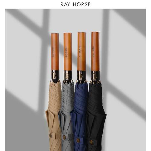 RAY HORSE雳骏长木直柄实木8骨直杆加大加固122cm2-3人纯色雨伞