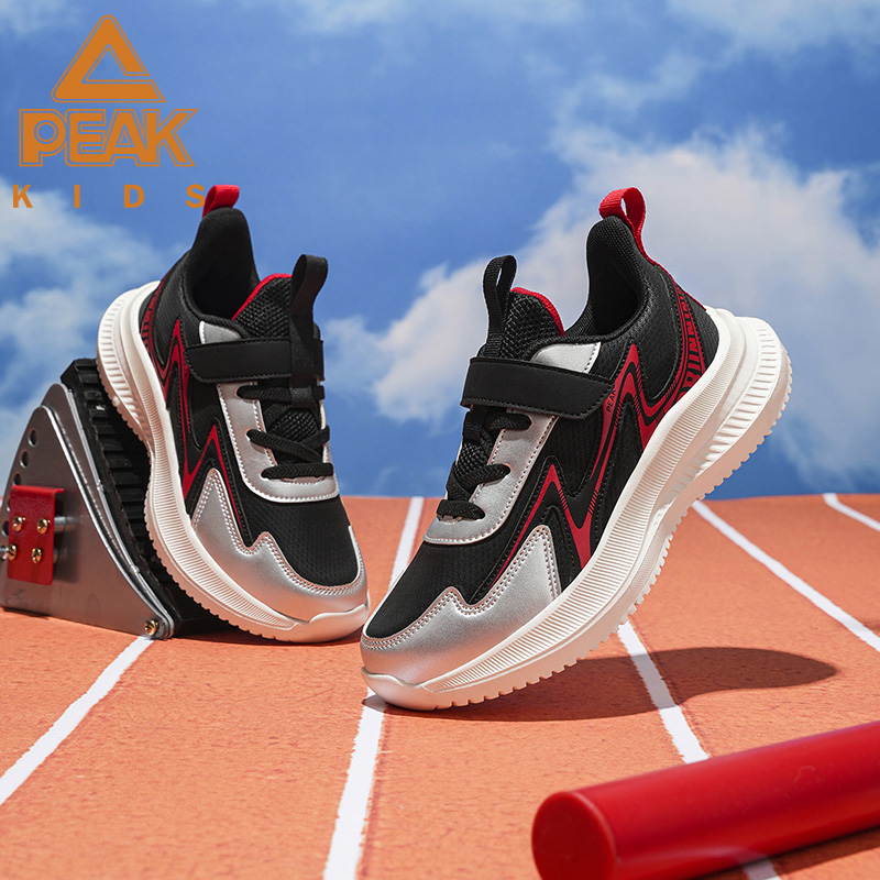 匹克儿童运动鞋青少年透气轻弹魔术贴跑步鞋小学生时尚百搭户外鞋