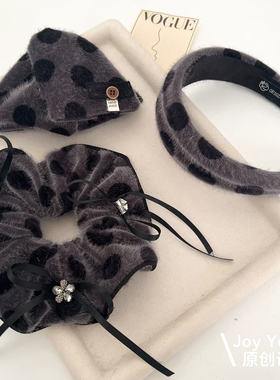 【榛实点砾】日韩可爱性感三角抓夹时尚波点原创设计百搭毛绒抓夹