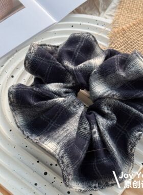 【赭矜格序】日韩学院风复古格子大肠发圈清新百搭原创时尚发圈