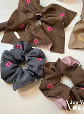 【双生花叙】韩式双面刺绣方巾手工绣花原创设计百搭气质时尚甜美