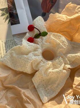 【雪地樱诏】春夏气质百搭可爱甜美樱桃方巾原创温柔优雅方巾发圈