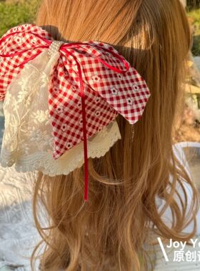 【绛雪翩纱】节日儿童马尾抓夹超仙飘带网纱出片明艳氛围感抓夹