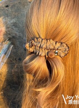 【秋寂叶语】韩系轻奢高级落叶状懒人夹百搭优雅气质一字夹抓夹