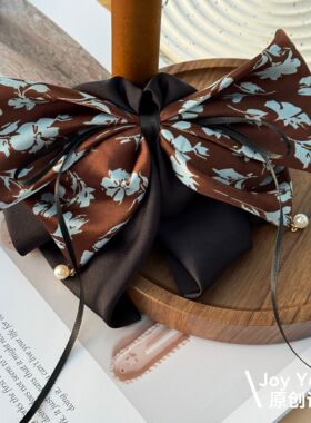 【墨野星叙】法式风情浪漫氛围感百搭印花发圈马尾抓夹发饰组合