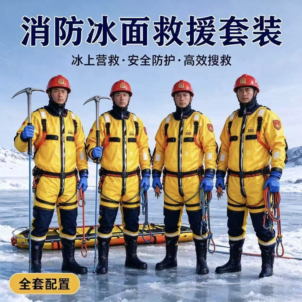 消防冰面救援套装水面营救全身安防工具冰雪地搜救冰镐冰爪套装
