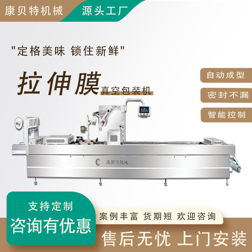 全自动包装机 拉伸膜真空包装设备 豆皮鸡胸肉卷真空封口机