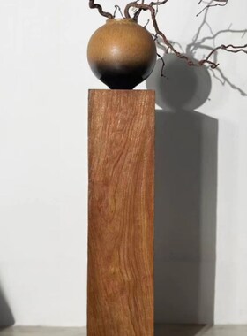 侘寂风实木墩底座中古风柱子雕塑台客厅茶室玄关木雕民宿复古摆件