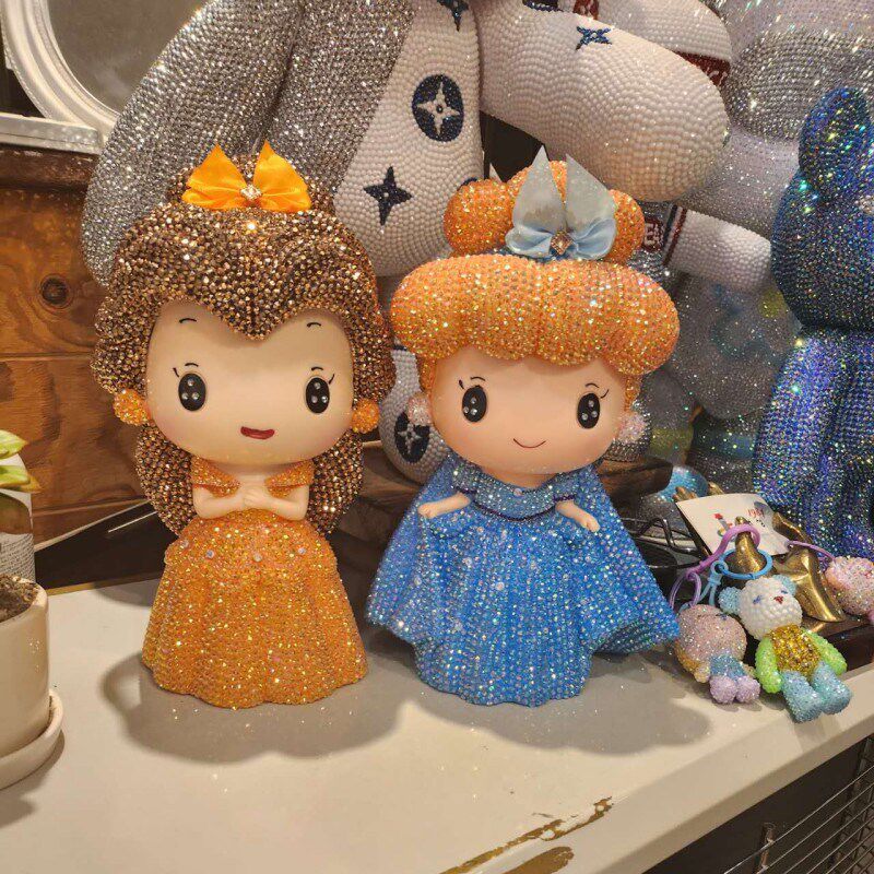 露丝公主艾丝娃娃防摔贴钻DIY手工存钱罐创意可爱卡通储钱罐礼品