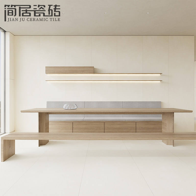 侘寂风柔光面素色微水泥瓷砖 别墅客厅餐厅地砖墙砖750*1500大板