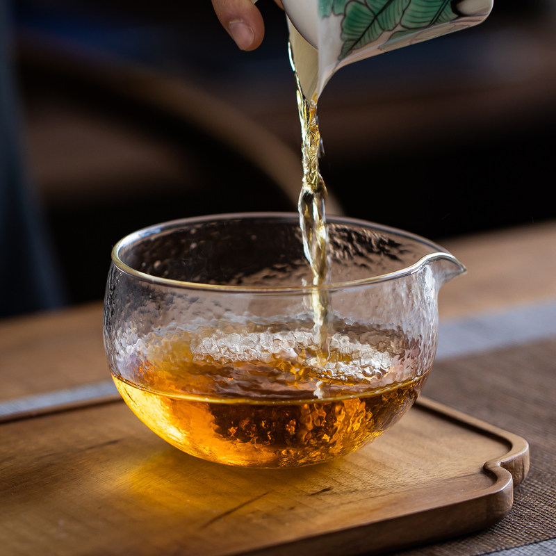 锤纹玻璃煮茶碗禅定碗大茶碗干泡功夫茶具零配大茶泡公道杯分茶器