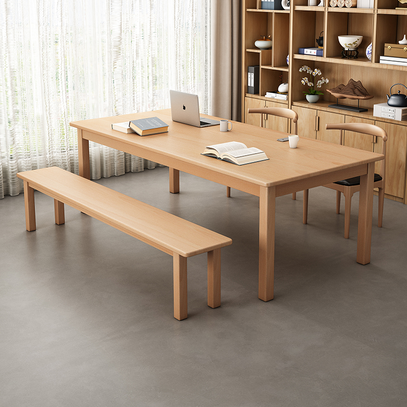 实木人书桌电脑桌长条桌靠墙一字长桌写字桌办公桌卧室家用简约