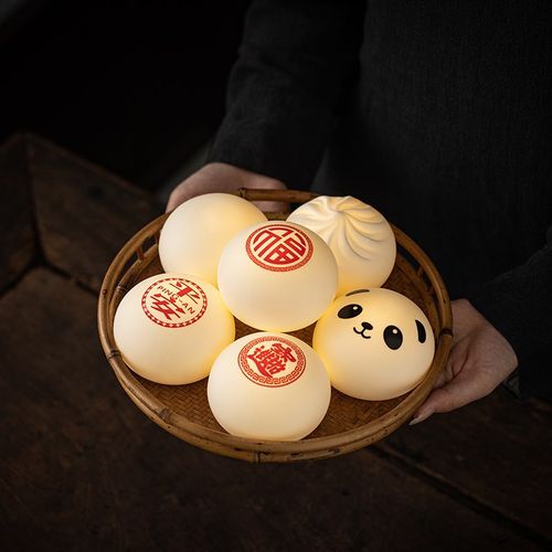 【小夜灯】包子馒头熊猫国潮文创陶瓷摆件儿童房床头柜趣味装饰品