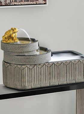 创意流水摆件新款鱼缸喷泉金蟾装饰办公室玄关桌面循环水开业礼品