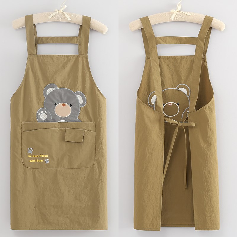 围裙家用做饭新款防污透气卡通可爱熊工作服围腰女餐饮专用防泼水