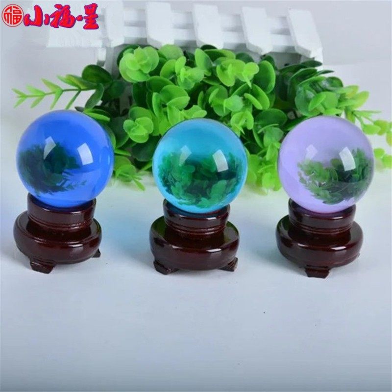 60mm水晶球6cm纯色玻璃珠 按摩装饰室内桌面客厅玩具眼睛饰品摆件