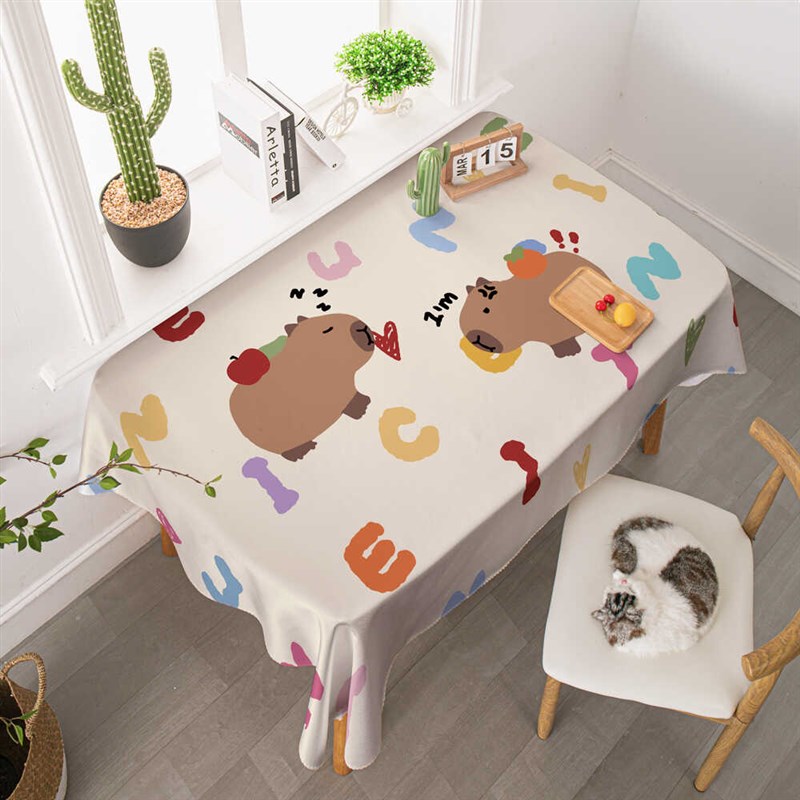 卡皮巴拉cpybr防水防烫餐桌垫儿童学生卧室书桌布电脑防尘布