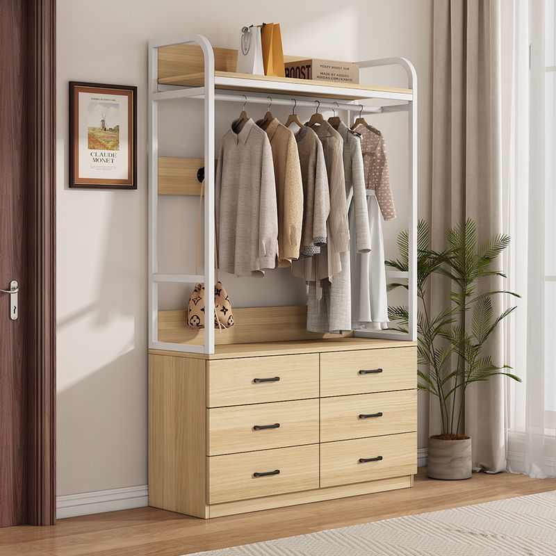 实木生态板抽屉落地衣帽架收纳