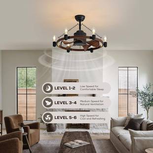 复古乡l村工450业ft吸顶风扇灯蜡烛艺灯术电扇吊中古风客餐厅吊o