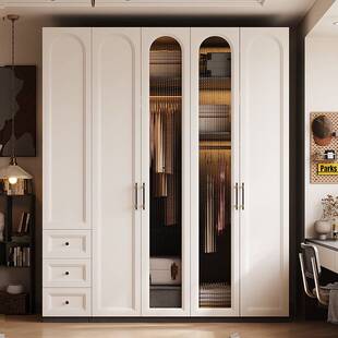 fLE一门到顶衣柜轻奢卧室衣服收纳柜简约现代成品家用高挡整体大