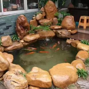 天然蜡石园林庭鱼院黄蜡石景观材假石山造景池黄驳岸石花园点缀黄