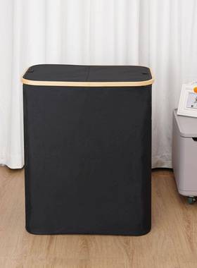 跨境出亚逊双开盖RBU衣篓楠竹脏布艺收纳筐配双内马袋脏衣篮可口