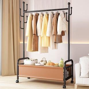 205新款 油风可移2动UAJ衣架卧室衣帽架落挂衣架床头边放奶脏地衣